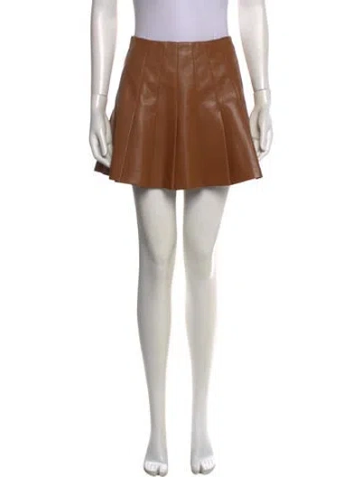 Pre-owned Alice And Olivia Pleated Accents Mini Skirt In Brown