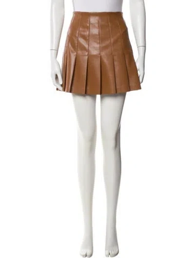Pre-owned Alice And Olivia Pleated Accents Mini Skirt In Brown