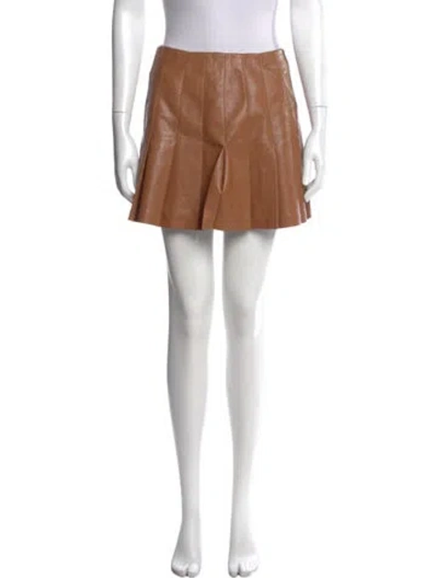 Pre-owned Alice And Olivia Pleated Accents Mini Skirt In Brown