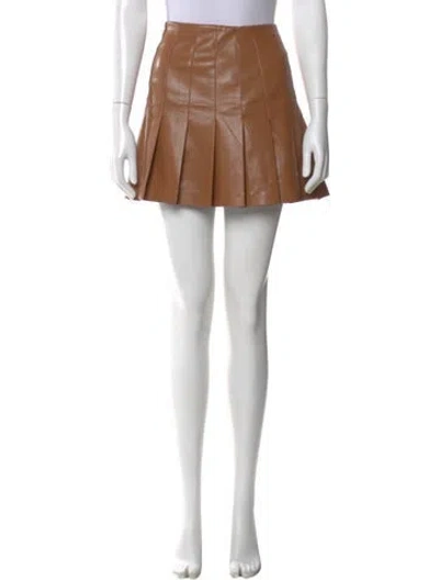 Pre-owned Alice And Olivia Pleated Accents Mini Skirt In Brown