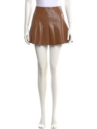 Pre-owned Alice And Olivia Pleated Accents Mini Skirt In Brown
