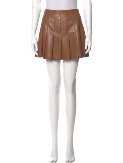 Pre-owned Alice And Olivia Pleated Accents Mini Skirt In Brown