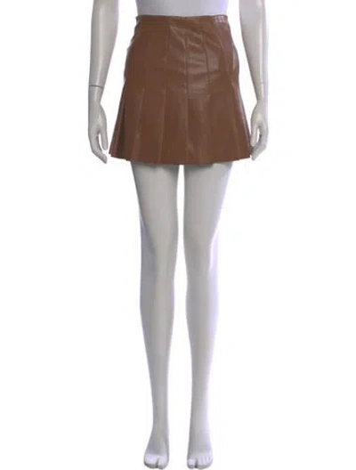 Pre-owned Alice And Olivia Pleated Accents Mini Skirt In Brown