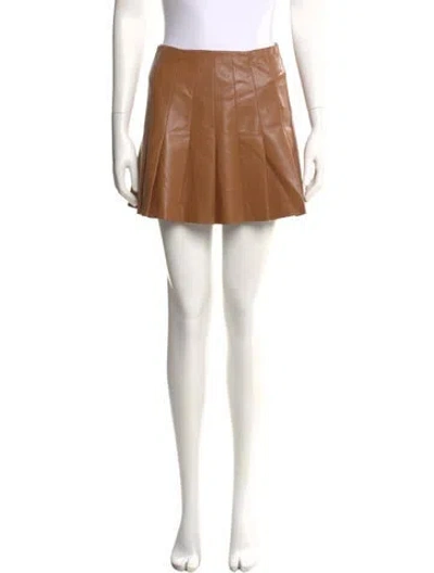 Pre-owned Alice And Olivia Pleated Accents Mini Skirt In Brown