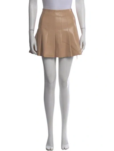 Pre-owned Alice And Olivia Pleated Accents Mini Skirt In Brown