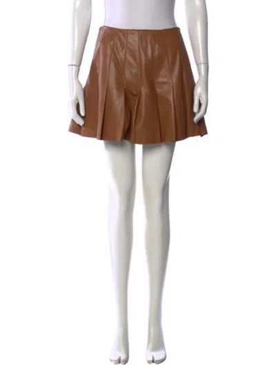 Pre-owned Alice And Olivia Pleated Accents Mini Skirt In Brown