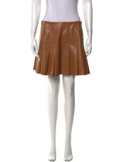 Pre-owned Alice And Olivia Pleated Accents Mini Skirt In Brown