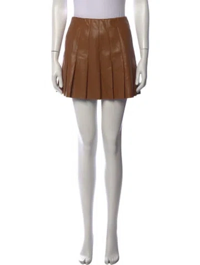 Pre-owned Alice And Olivia Pleated Accents Mini Skirt In Brown