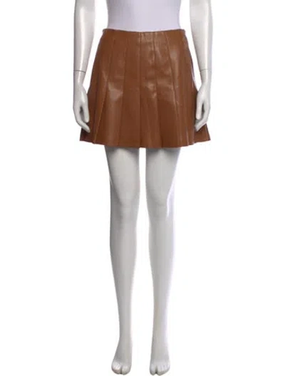 Pre-owned Alice And Olivia Pleated Accents Mini Skirt In Brown
