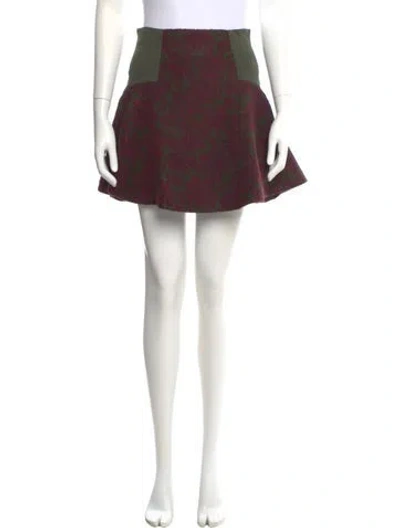 Pre-owned Alice And Olivia Pleated Accents Mini Skirt In Burgundy