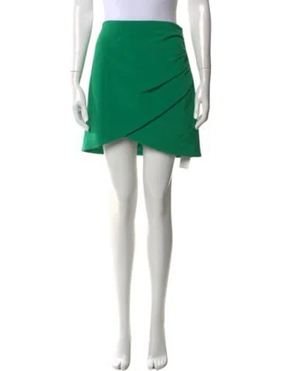Pre-owned Alice And Olivia Pleated Accents Mini Skirt In Green