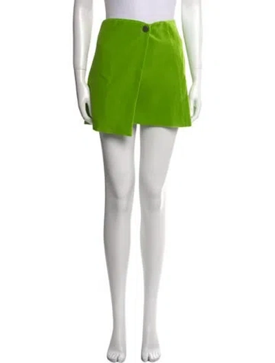 Pre-owned Alice And Olivia Pleated Accents Mini Skirt In Green