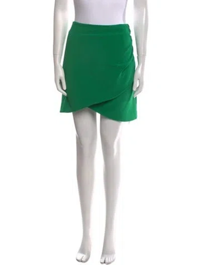 Pre-owned Alice And Olivia Pleated Accents Mini Skirt In Green