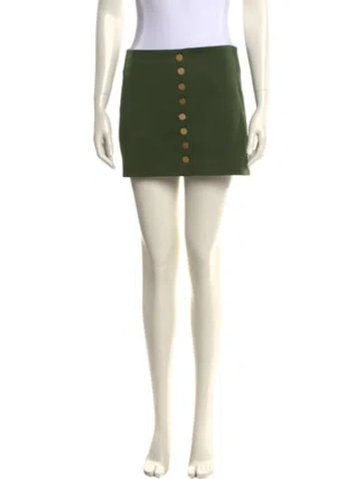Pre-owned Alice And Olivia Pleated Accents Mini Skirt In Green