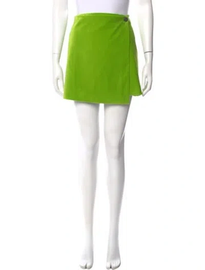 Pre-owned Alice And Olivia Pleated Accents Mini Skirt In Green