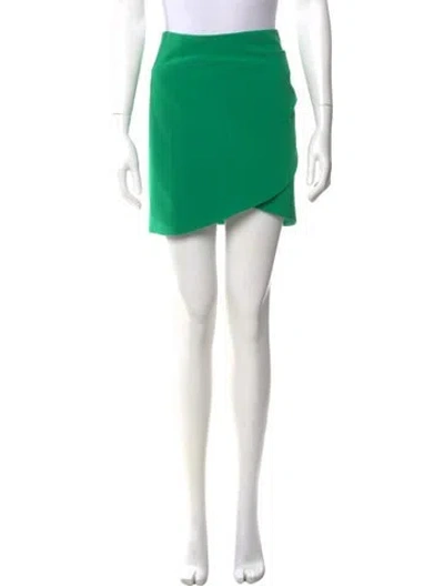 Pre-owned Alice And Olivia Pleated Accents Mini Skirt In Green
