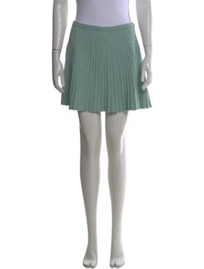Pre-owned Alice And Olivia Pleated Accents Mini Skirt In Green