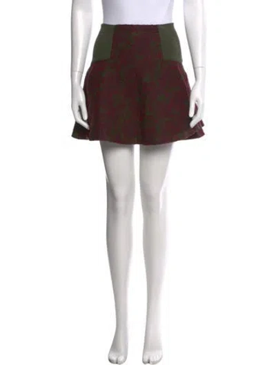 Pre-owned Alice And Olivia Pleated Accents Mini Skirt In Green