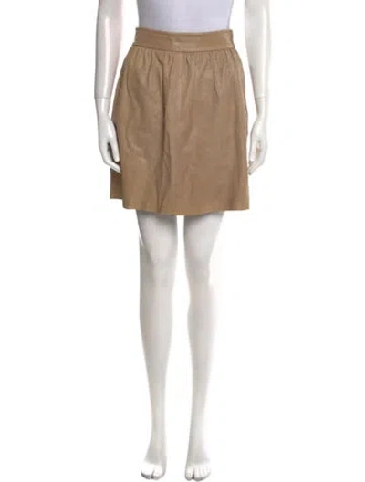 Pre-owned Alice And Olivia Pleated Accents Mini Skirt In Neutral