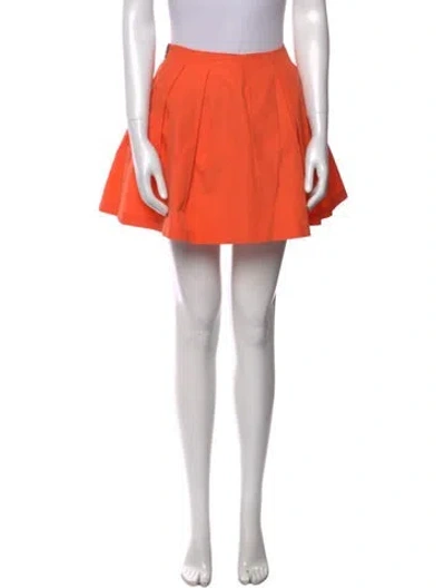 Pre-owned Alice And Olivia Pleated Accents Mini Skirt In Orange