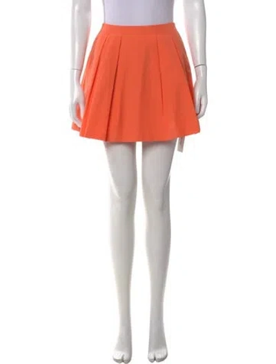 Pre-owned Alice And Olivia Pleated Accents Mini Skirt In Orange