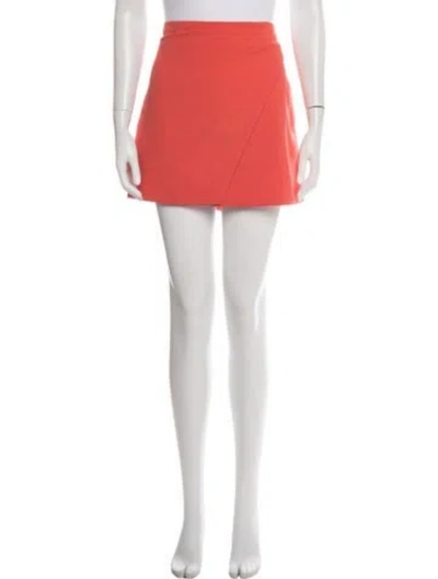 Pre-owned Alice And Olivia Pleated Accents Mini Skirt In Orange