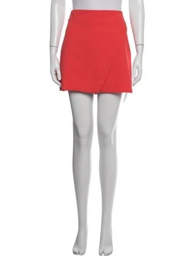 Pre-owned Alice And Olivia Pleated Accents Mini Skirt In Orange