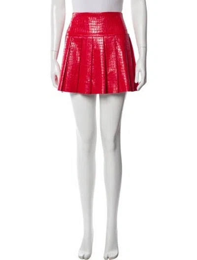 Pre-owned Alice And Olivia Pleated Accents Mini Skirt In Red