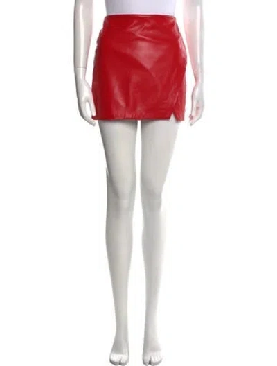 Pre-owned Alice And Olivia Pleated Accents Mini Skirt In Red