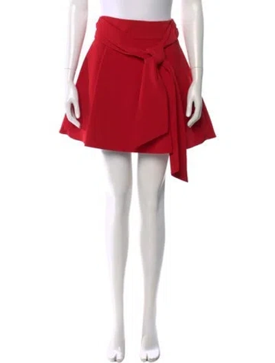 Pre-owned Alice And Olivia Pleated Accents Mini Skirt In Red