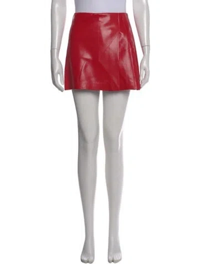 Pre-owned Alice And Olivia Pleated Accents Mini Skirt In Red