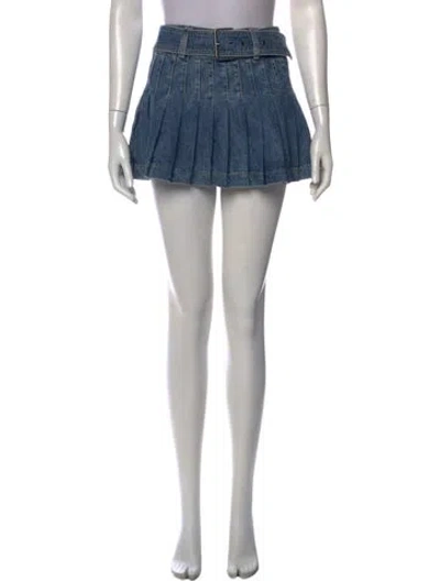 Pre-owned Alice And Olivia Pleated Accents Mini Skirt W/ Tags In Blue