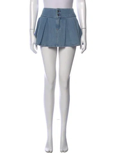 Pre-owned Alice And Olivia Pleated Accents Mini Skirt W/ Tags In Blue