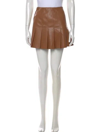 Pre-owned Alice And Olivia Pleated Accents Mini Skirt W/ Tags In Brown
