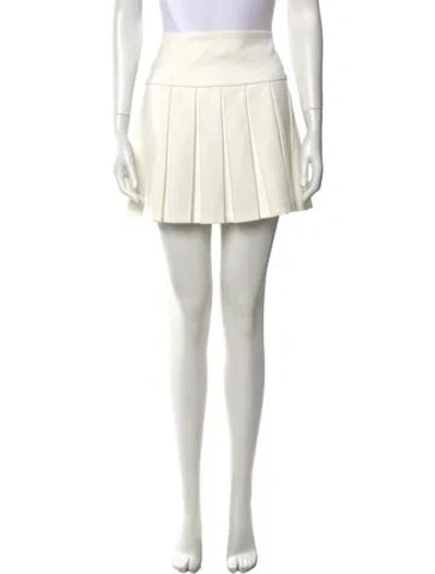 Pre-owned Alice And Olivia Pleated Accents Mini Skirt In White