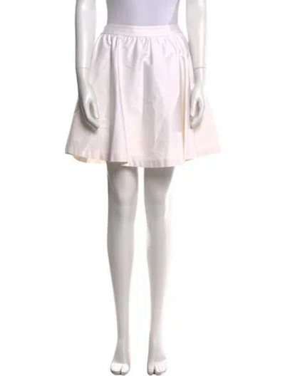 Pre-owned Alice And Olivia Pleated Accents Mini Skirt In White