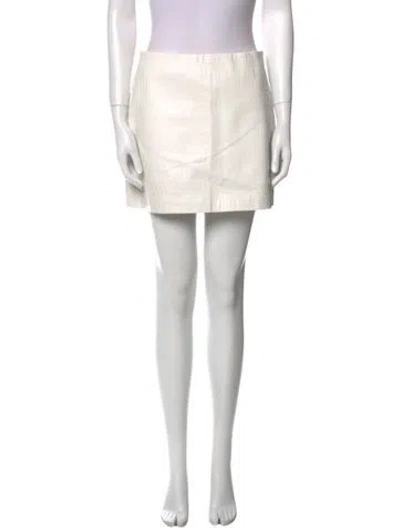 Pre-owned Alice And Olivia Pleated Accents Mini Skirt In White