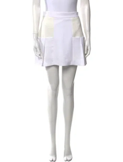 Pre-owned Alice And Olivia Pleated Accents Mini Skirt In White