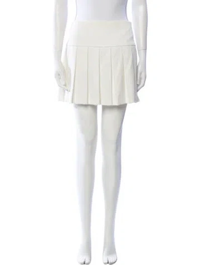 Pre-owned Alice And Olivia Pleated Accents Mini Skirt In White