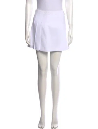 Pre-owned Alice And Olivia Pleated Accents Mini Skirt In White