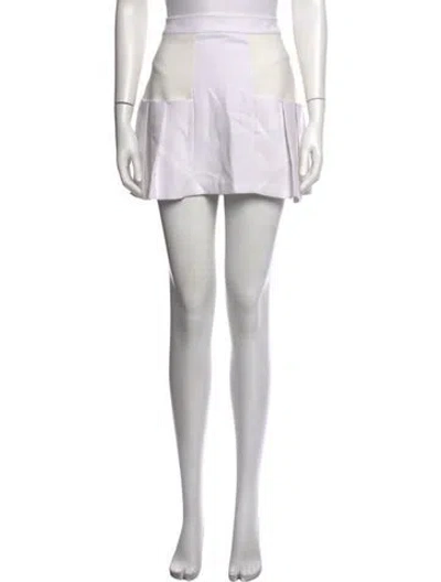 Pre-owned Alice And Olivia Pleated Accents Mini Skirt In White