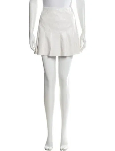 Pre-owned Alice And Olivia Pleated Accents Mini Skirt In White