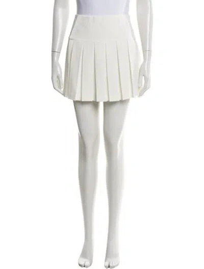 Pre-owned Alice And Olivia Pleated Accents Mini Skirt In White