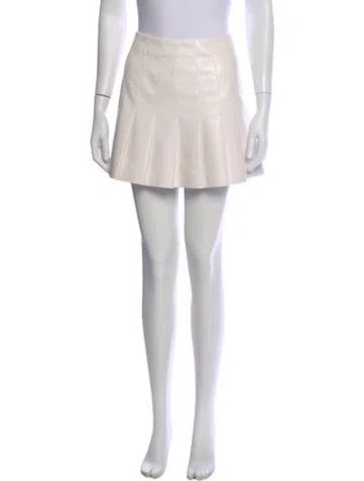 Pre-owned Alice And Olivia Pleated Accents Mini Skirt In White