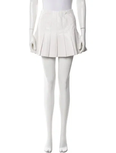 Pre-owned Alice And Olivia Pleated Accents Mini Skirt In White