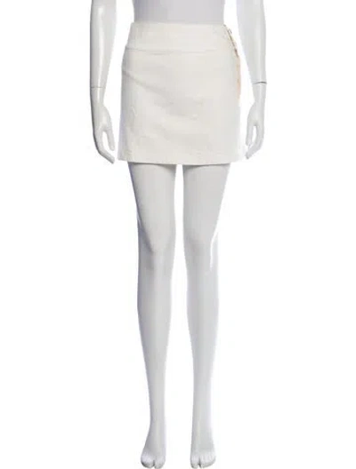 Pre-owned Alice And Olivia Pleated Accents Mini Skirt In White