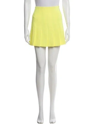 Pre-owned Alice And Olivia Pleated Accents Mini Skirt In Yellow