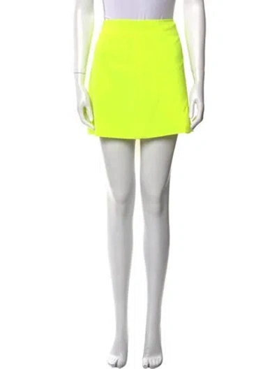 Pre-owned Alice And Olivia Pleated Accents Mini Skirt In Yellow