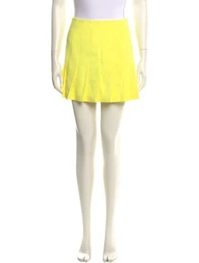 Pre-owned Alice And Olivia Pleated Accents Mini Skirt In Yellow