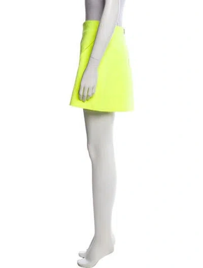 Pre-owned Alice And Olivia Pleated Accents Mini Skirt In Yellow